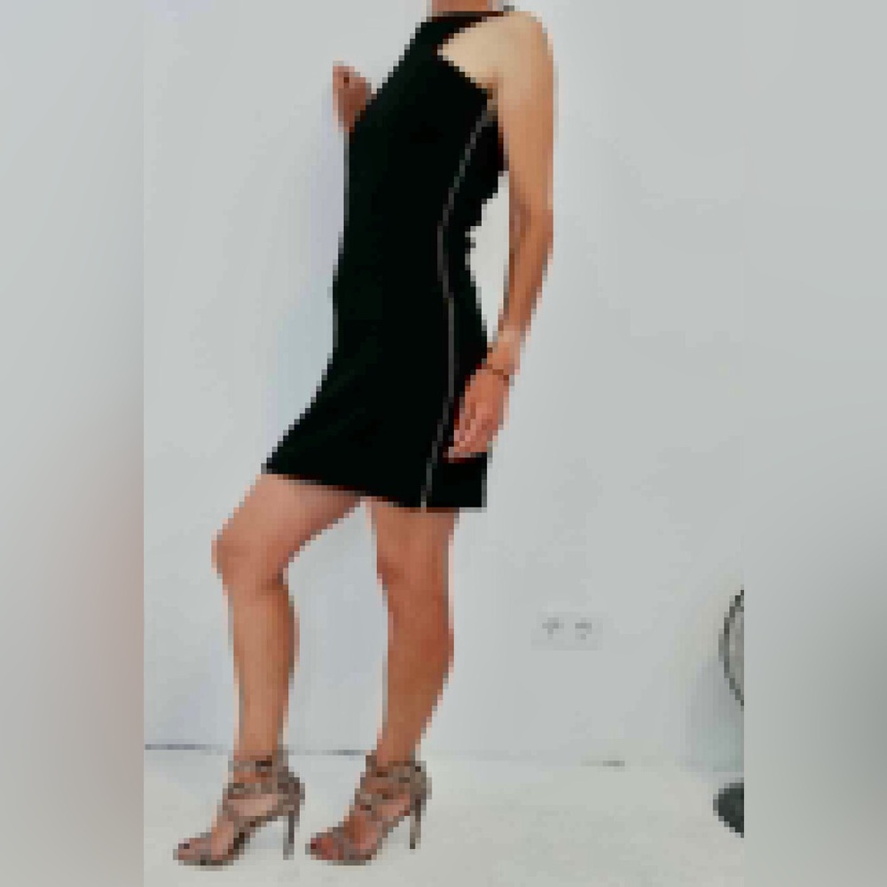 Mango Black Sheath Mini Dress with Halter Neckline